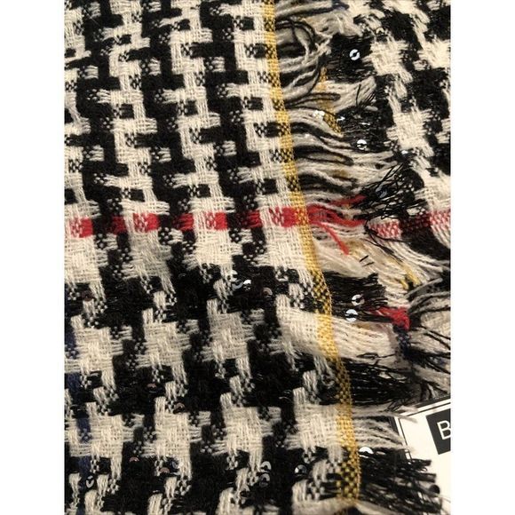 Steve Madden Check Mate Day Sequin‎ Accent Scarf Wrap New with Tags - Picture 5 of 5